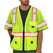Dib Safety Reflective Mesh Vest ANSI Class 3, High Visibility with Pockets and Zipper, Made with 3M Reflective Tape, Yellow M