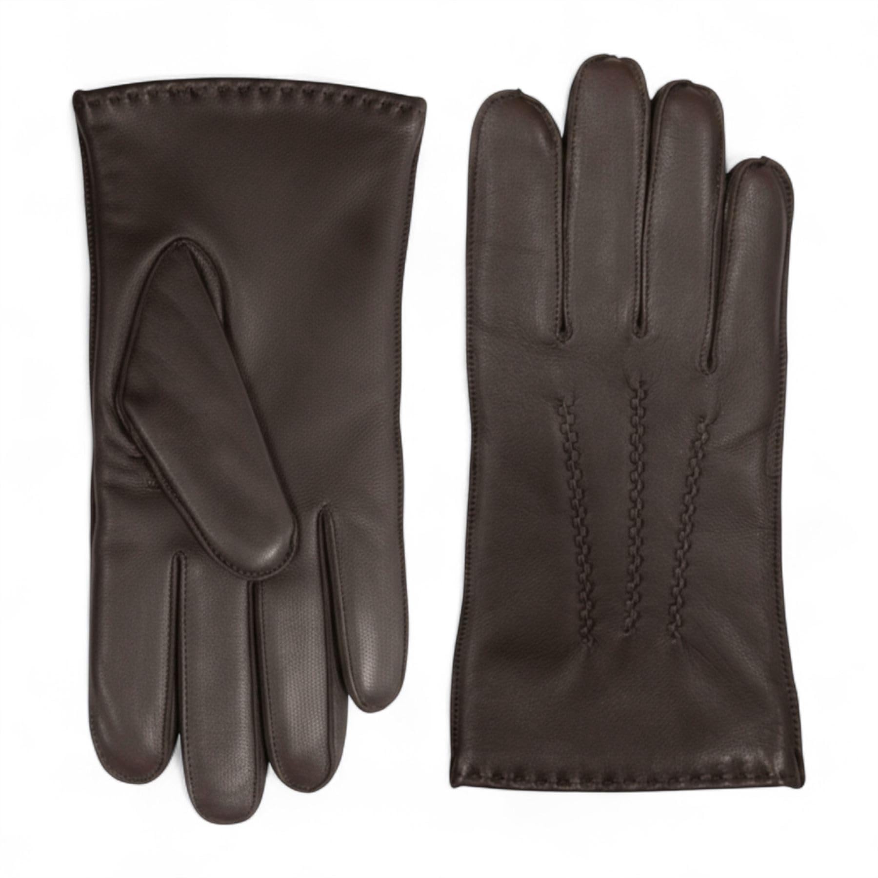 TruClothing Men's Italian Leather Gloves - Wool Lined - Brown - 2XL