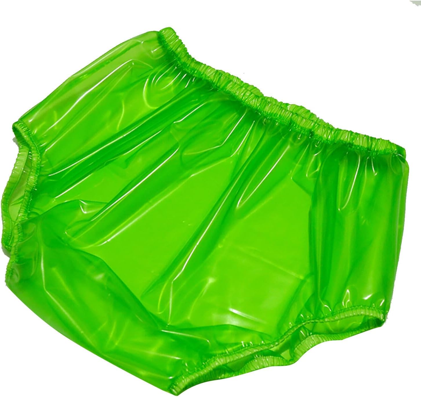 Adult Incontinence PVC Diaper Covers, Loose Transparent Super Soft Incontinence Diaper Pants, PVC Drift Waterproof Pants Large Size Briefs, Soft Surface, Unisex, Green
