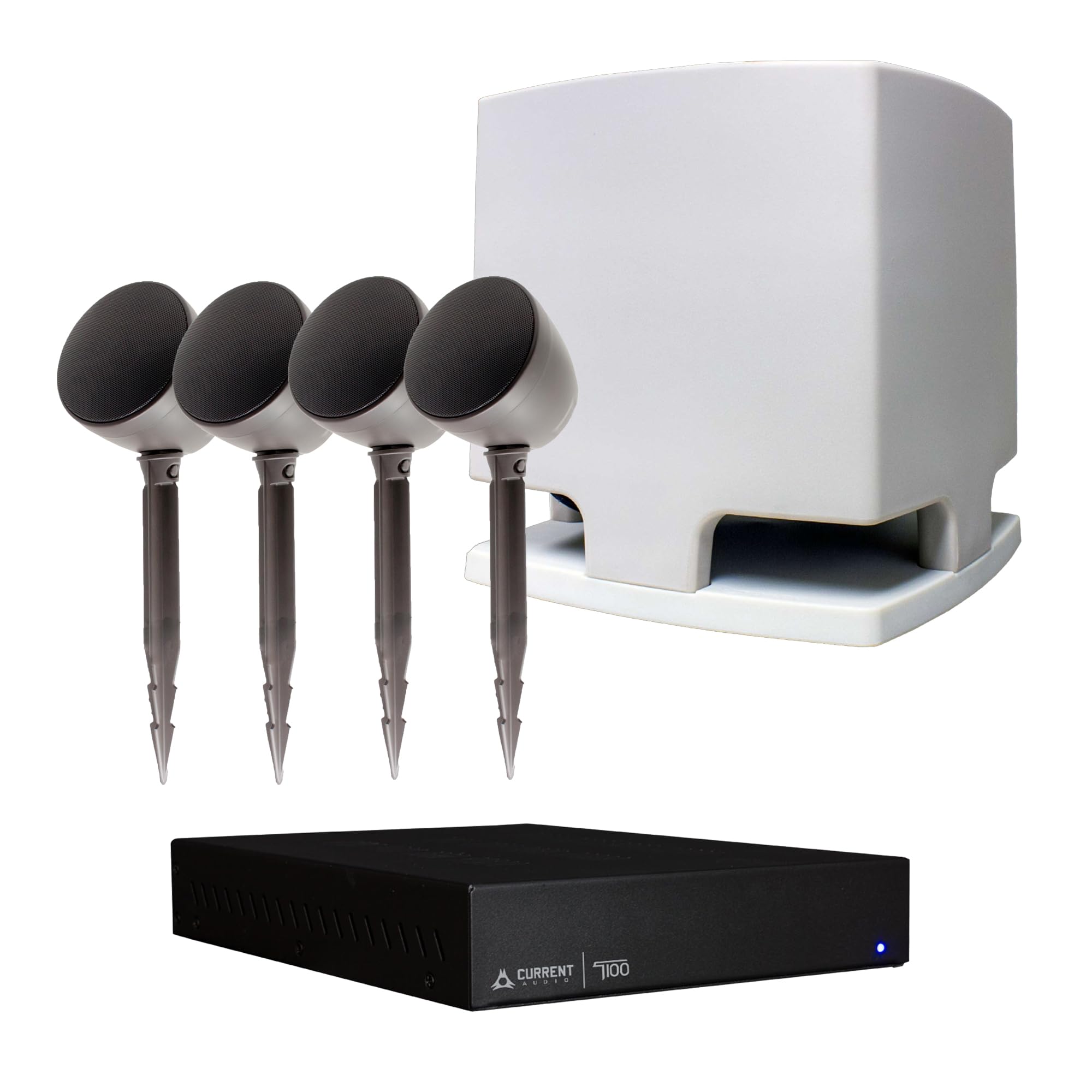 Current Audio Outdoor Landscape Audio Package - Includes Amplifier, 4 Landscape Speakers, and a Subwoofer