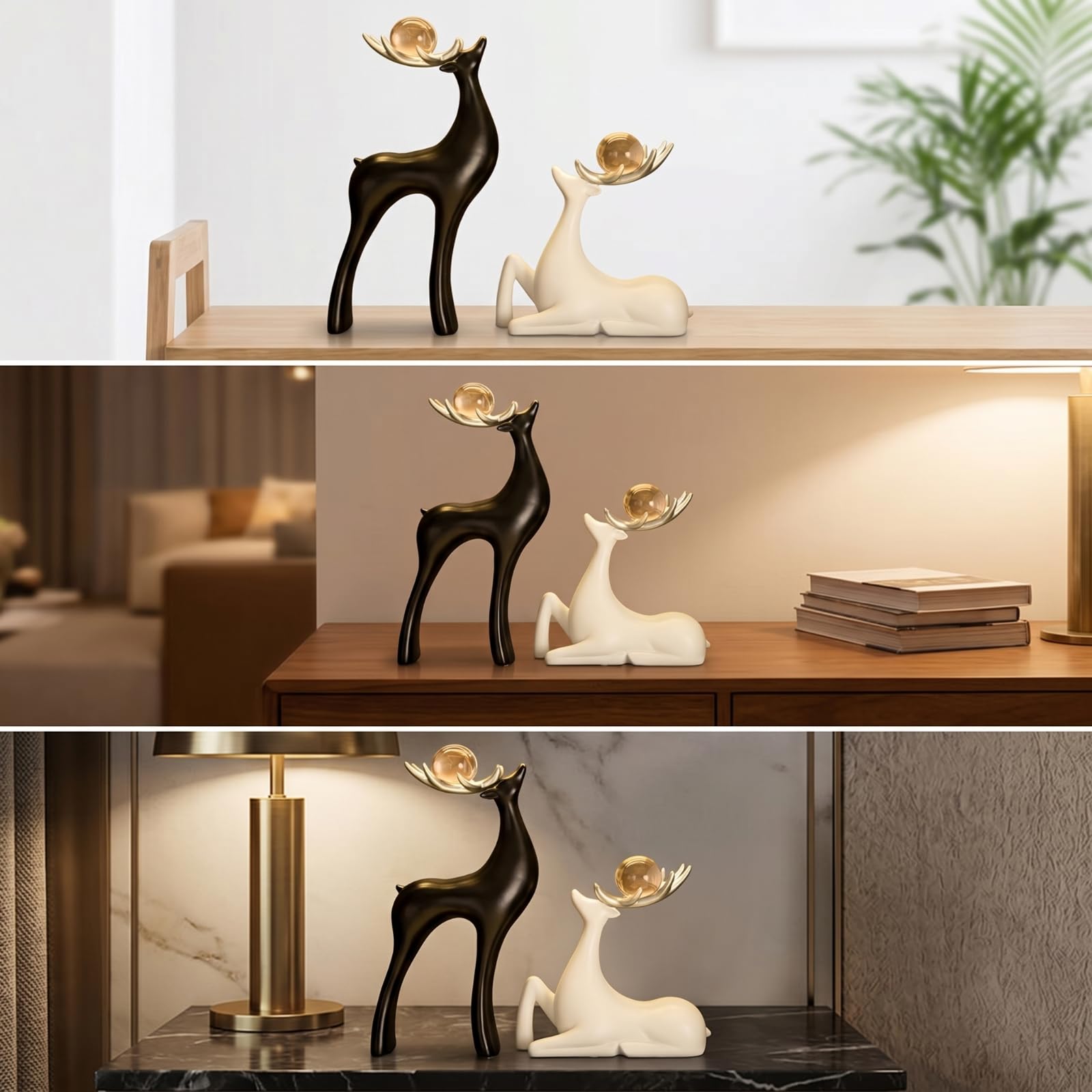 2 Pezzi Statuette di Animale con Sfera Moderno Statuine Decorative Scultoreo Sculture per Soggiorno, Ingresso