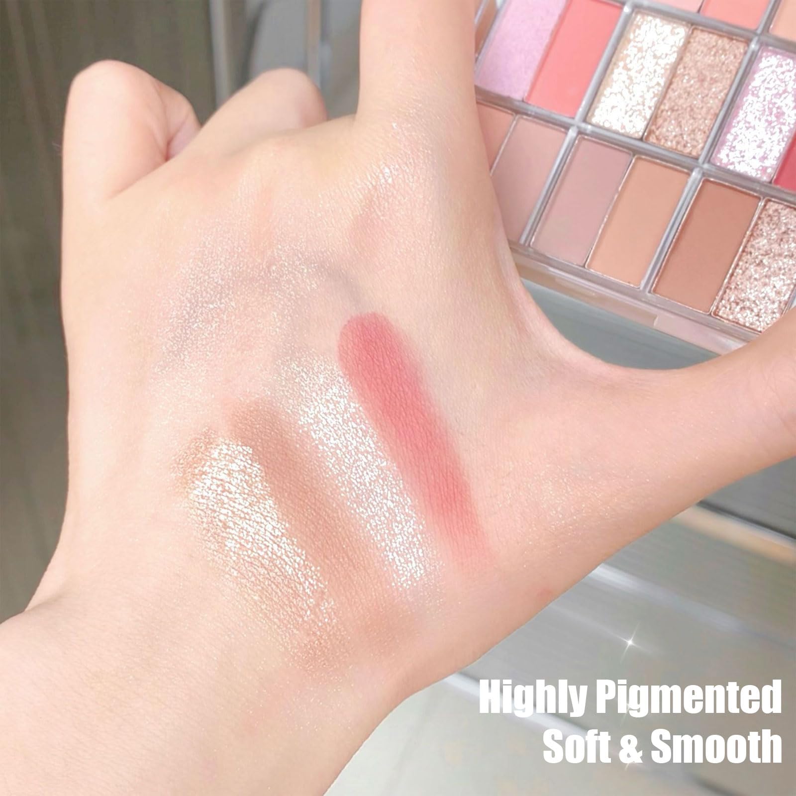 Pink Eyeshadow Palette Make-Up Palettes, Brown Matte Shimmer Eye Shadow for Women Glitter Eyeshadows 18 Colour Multi-purpose - Image 4