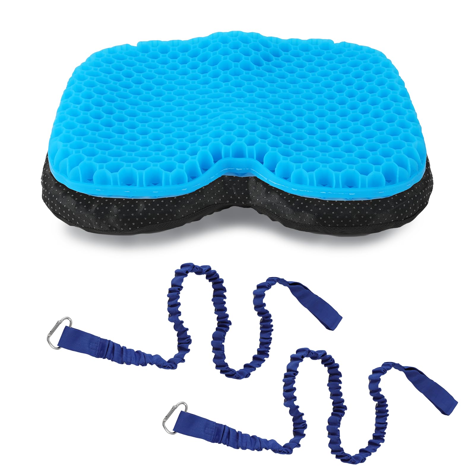 Cuscino per kayak in gel stereoscopico 3D, antiscivolo, con 2 corde per kayak, a forma di U, comodo e traspirante, per barca e pesca, cuscino spesso per kayak
