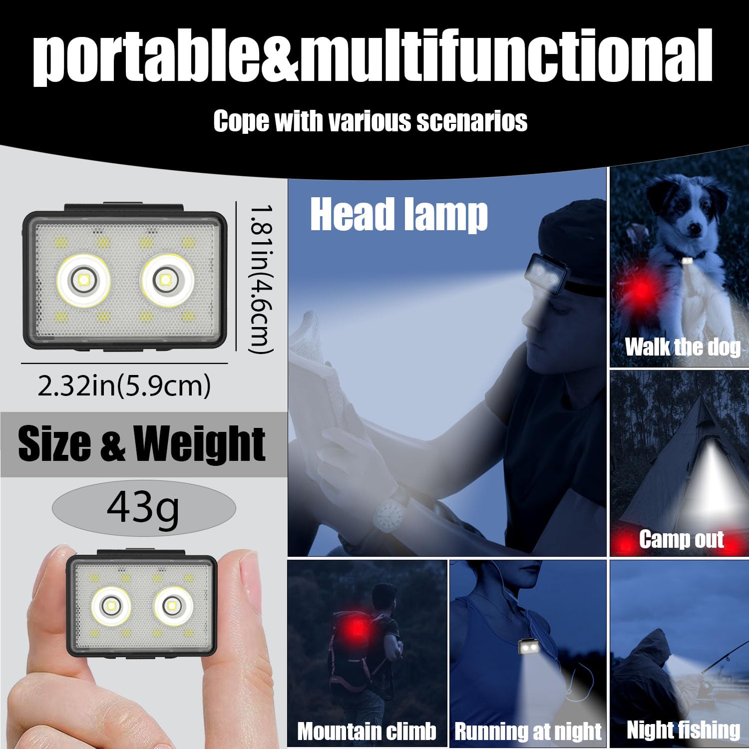 Lot de 2 éclairages de vélo rechargeables – Feux avant et arrière LED pour vélo, étanches, 3 modes, faciles à installer pour une conduite de nuit sûre, des trajets et du cyclisme