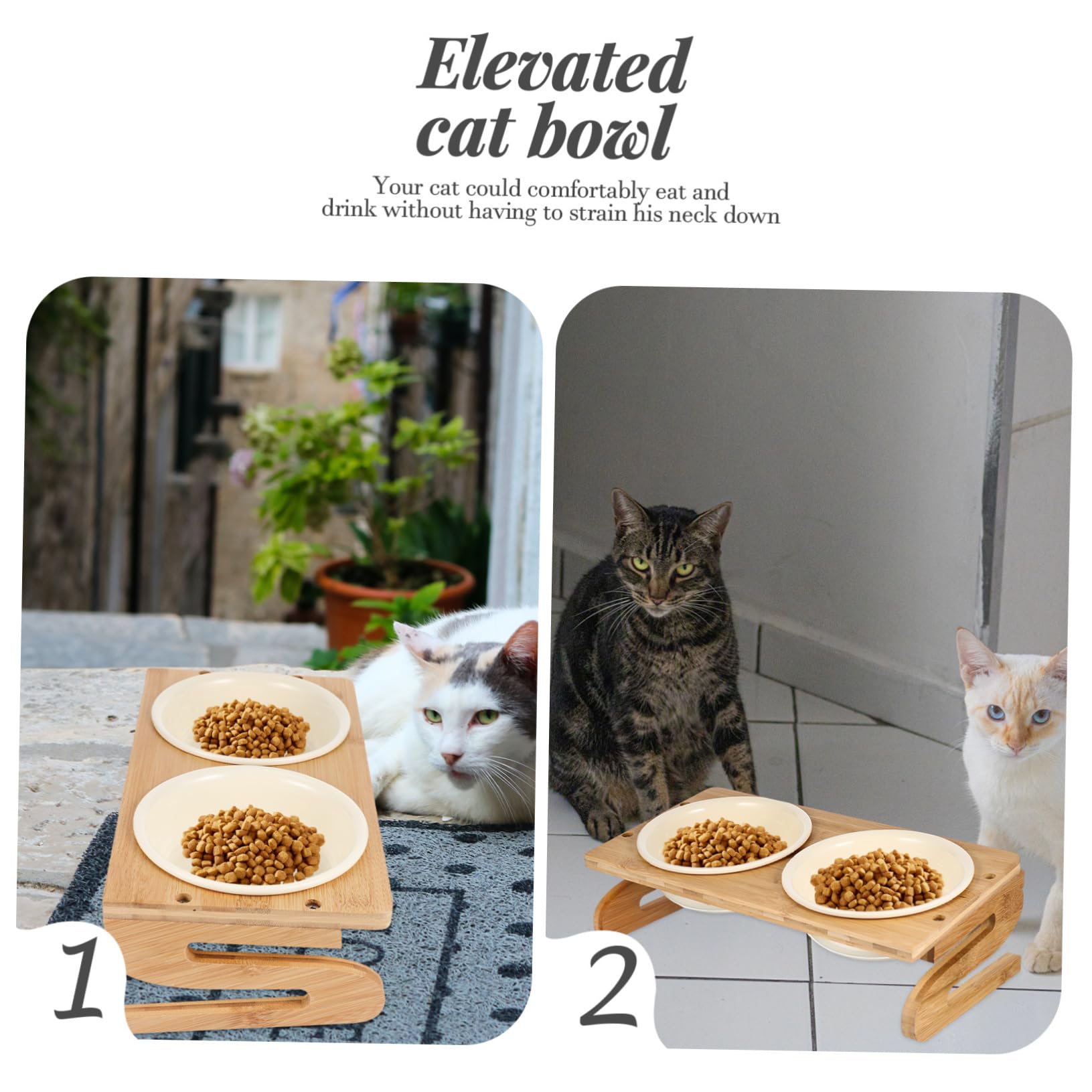 POPETPOP Ciotole per Gatti Rialzate in Ceramica Ciotola Antiscivolo per Cani Accessorio per Alimentazione Animale Domestico Facile da Pulire e Resistente