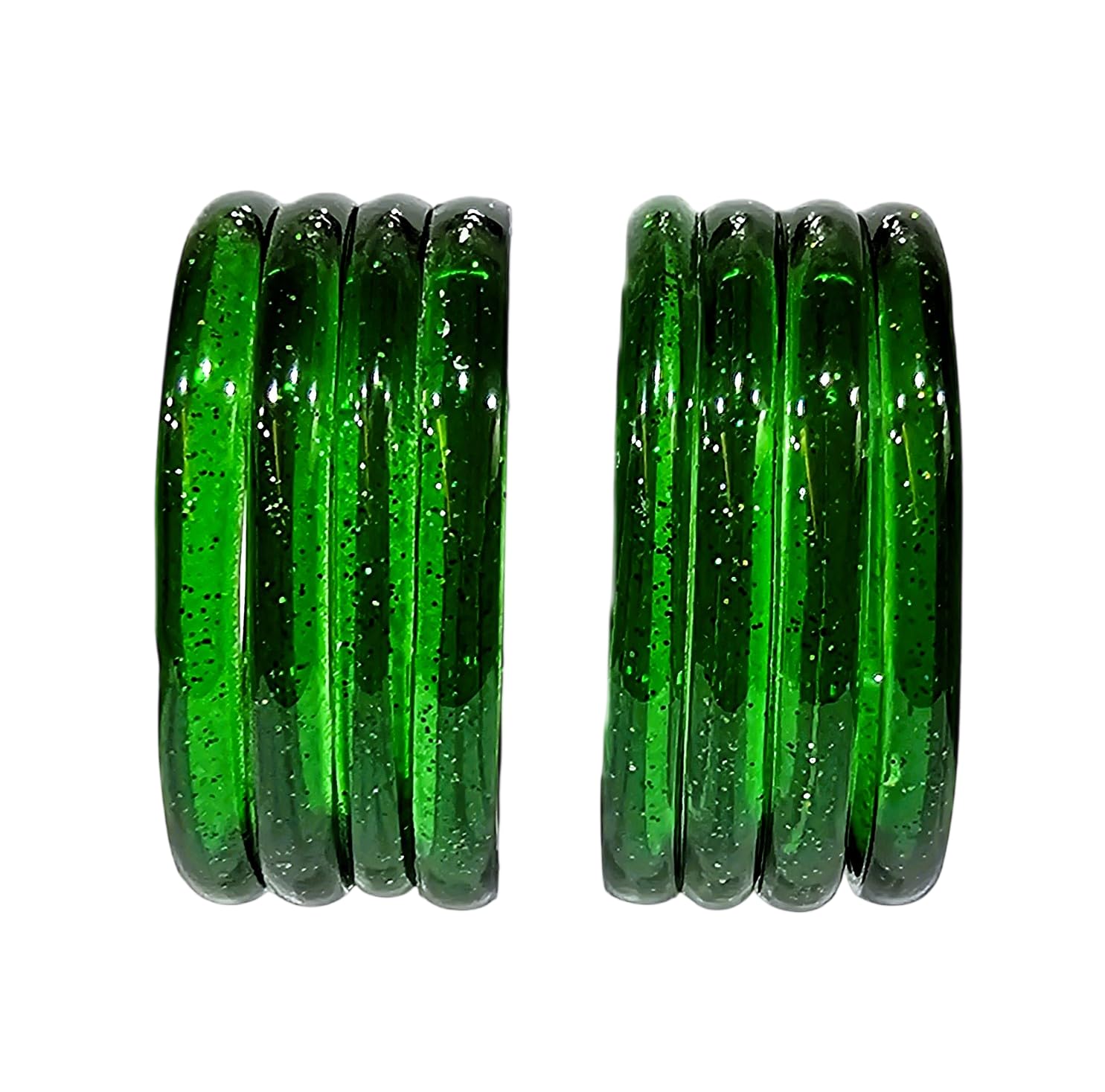 Green Crystal Glass Bangles for Women | Pack of 8 Stone Studded Bangles | Transparent Green Chudi Set | Traditional Ethnic Wear Bangles for Festivals, Weddings & Sawaan-image-47