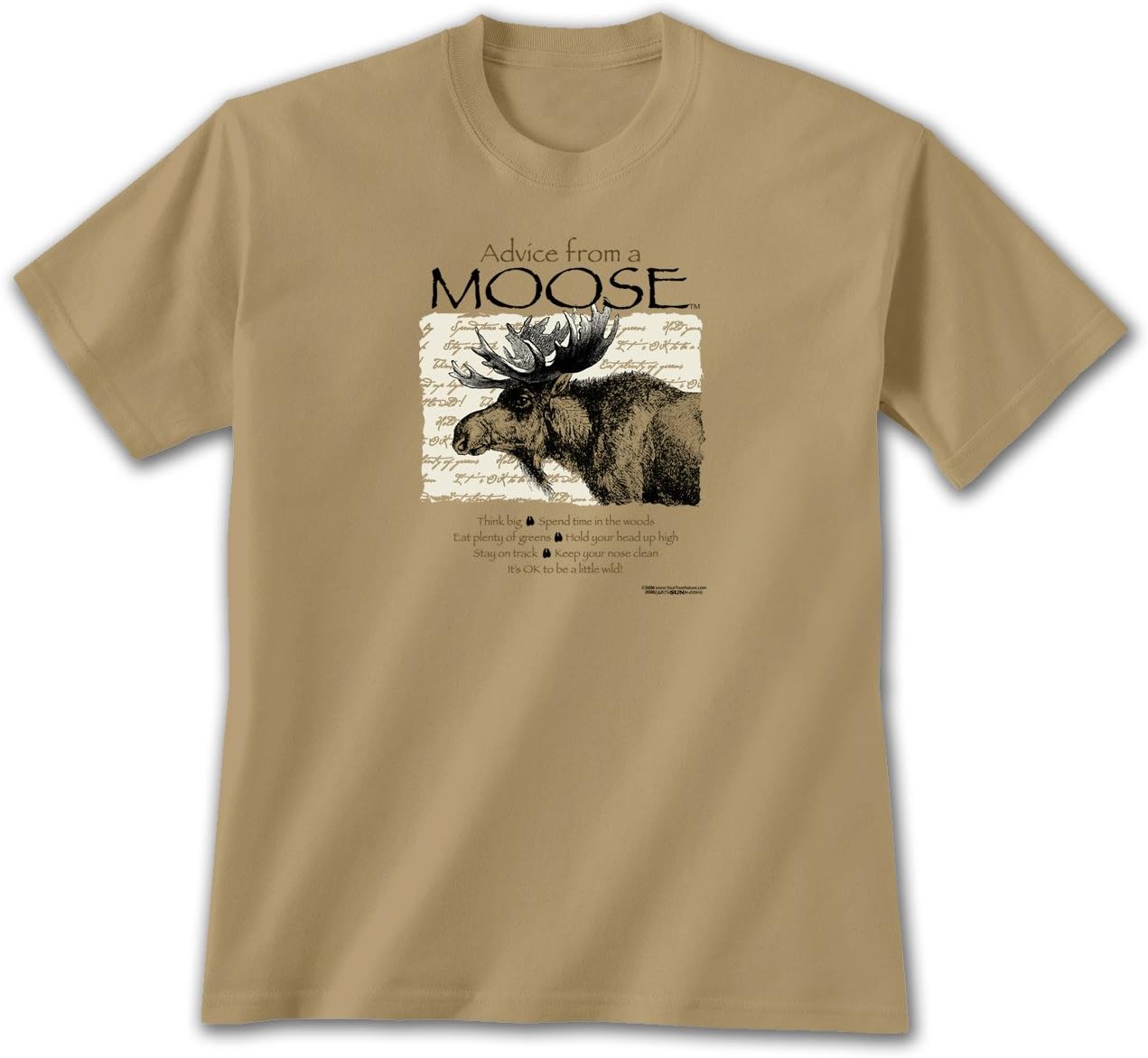 Advice from A Moose ~ X-Large T-Shirt Tan, Think Big, Novelty Gift Apparel