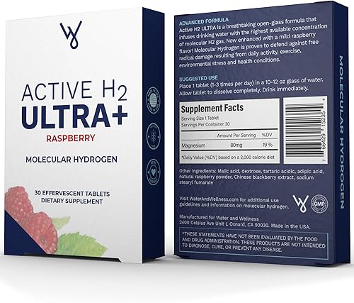 Miniatura 2 de Active H2 Ultra+ - Tableta de agua de hidrógeno, frambuesa natural. Optimiza la salud, apoya la inmunidad y equilibra los antioxidantes con los