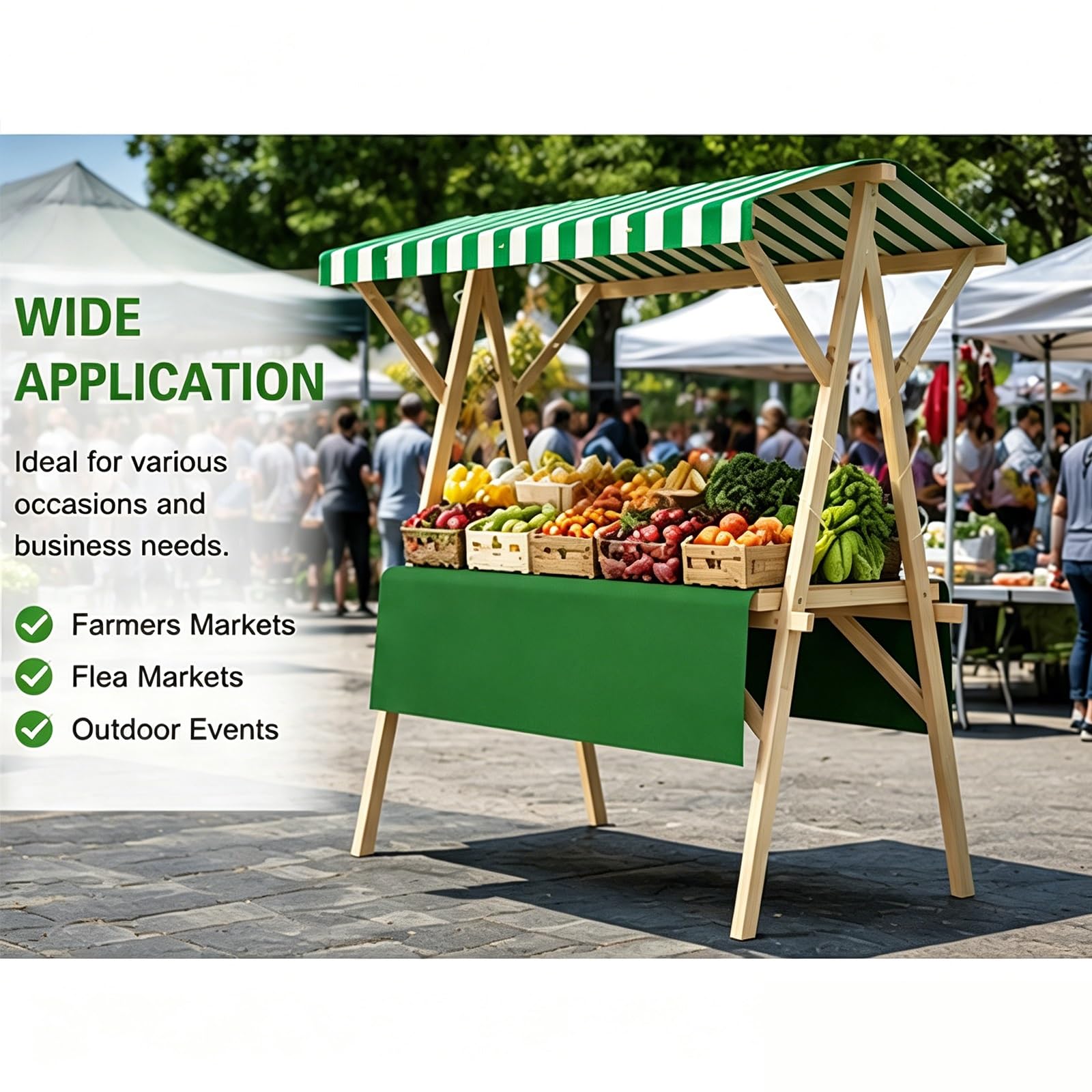 Carretto Portatile per Venditori con Tettuccio, Banco Espositivo per Mercati Agricoli, Stand Espositivo per Festival e Commercio Ambulante(Yellow,120x60x200cm)