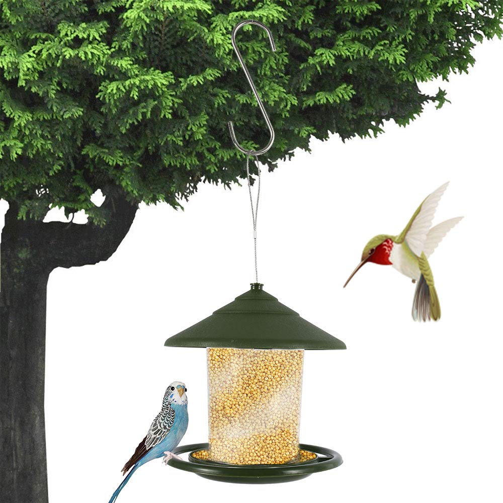 Outdoor Bird Feeders, 2.6 pounds of seeds Hanging Wild Bird Feeder Garden Feeding Statio Wild Bird Seed Feeder with Hook for Bird Feeders Stations Garden, Park, Yard, Outdoors