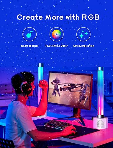 Miniatura 2 de LUNALE Barra de luz RGB, altavoz estrellado y de alta fidelidad Luz LED para juegos 16.8 millones de colores Barra de luces LED de sincronización de