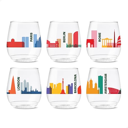 Miniatura 38 de TOSSWARE POP - Juego de 6 vasos de vino de 14 onzas Serie Mid-Century Retro, de alta calidad, reciclables, irrompibles y de plástico transparente