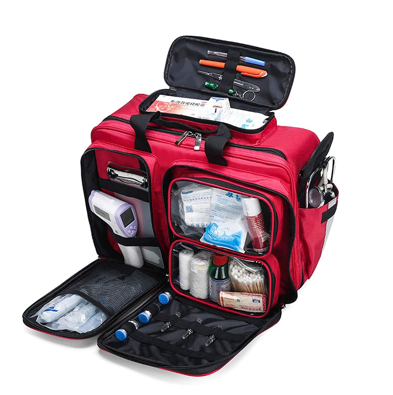 Bolsa de botiquín de primeros auxilios profesional, gran capacidad, kit de rescate de emergencia impermeable, ideal para EMT, EMS, paramédicos, bolsa médica de almacenamiento portátil con divisores