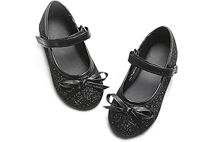 Toddler Girls Black Dress Shoes: Mary Janes Ballerina Flats