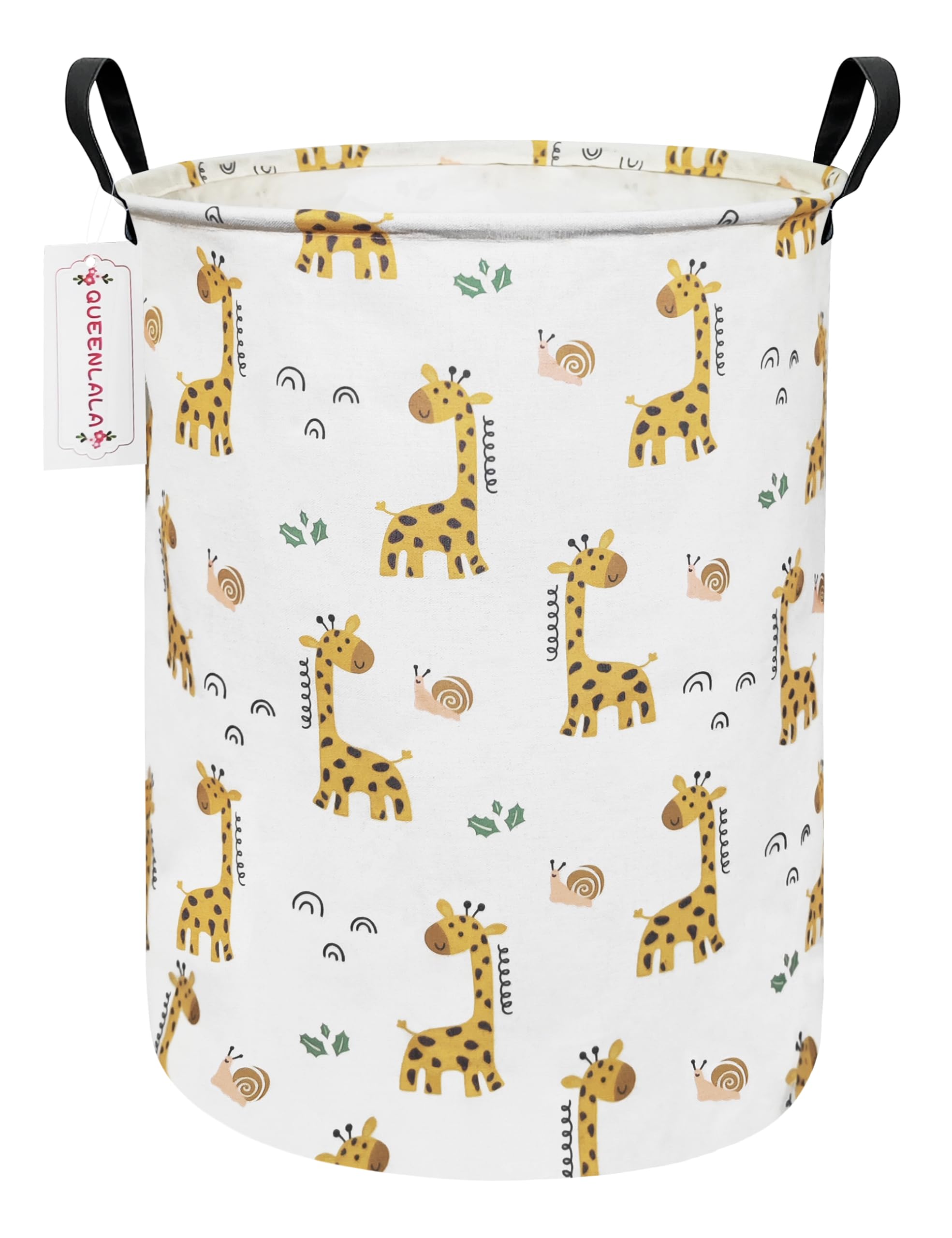 QUEENLALA Large Storage Basket,Laundry Hamper/Bathroom/Home Decor/Collapsible Round Storage Bin,Boys and Girls Hamper/Boxes/Clothing(Round-Yellow Giraffe) — image 1