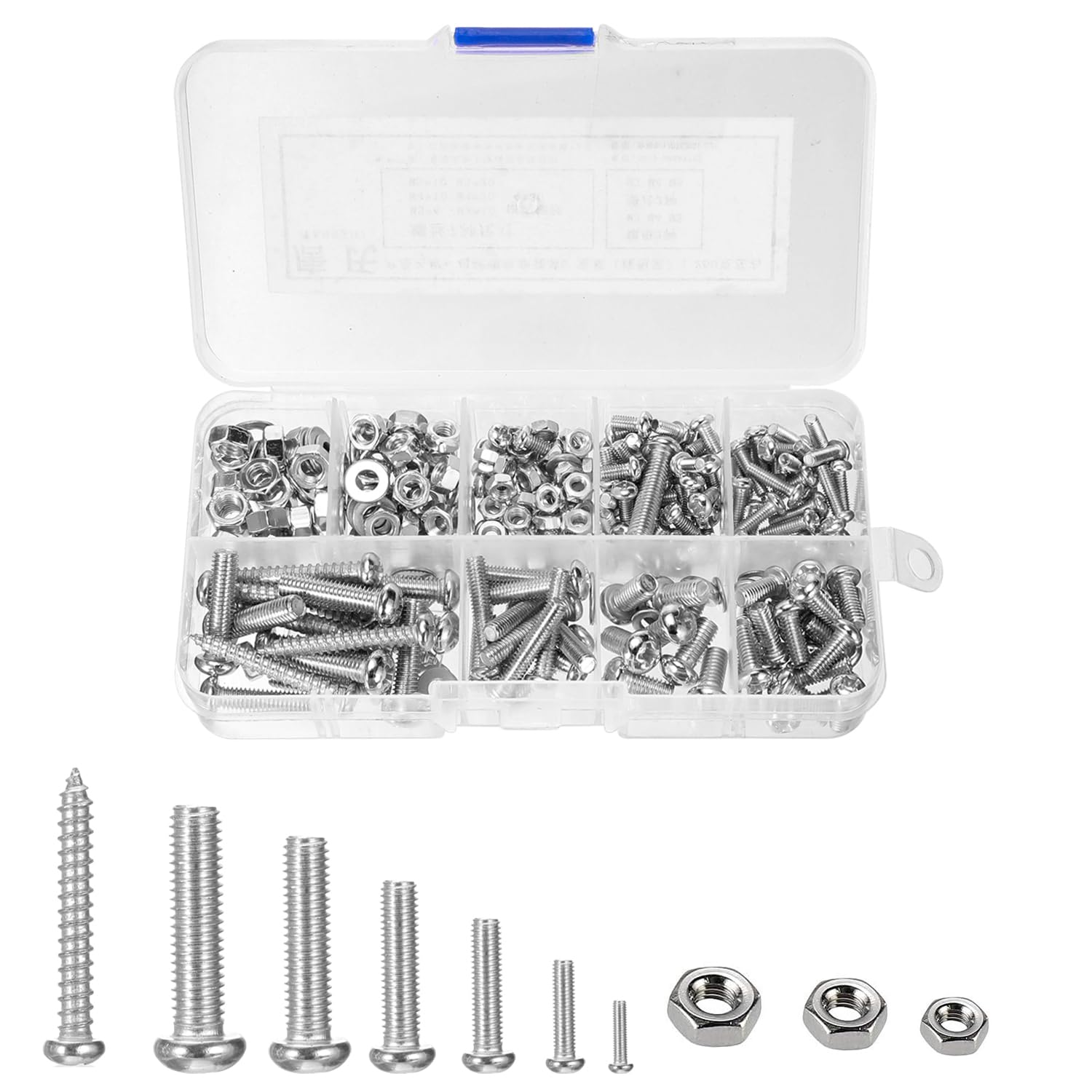 Bolts and Nuts Set M3 M4 M5 Assorted Nuts and Bolts Assortment Hex Socket Button Head Cap Screws Bolt Nut Assortment Kit for DIY Bicycle Motorcycle Repair 246Pcs