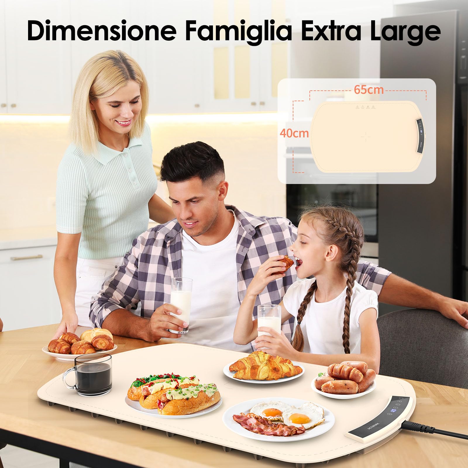 Accwork Tappetino Scaldavivande con 9 Impostazioni di Temperatura, Timer 4 Ore, Scaldavivande Elettrico Pieghevole, Vassoio Riscaldante Elettrico in Silicone per Mantenere Caldo per Feste