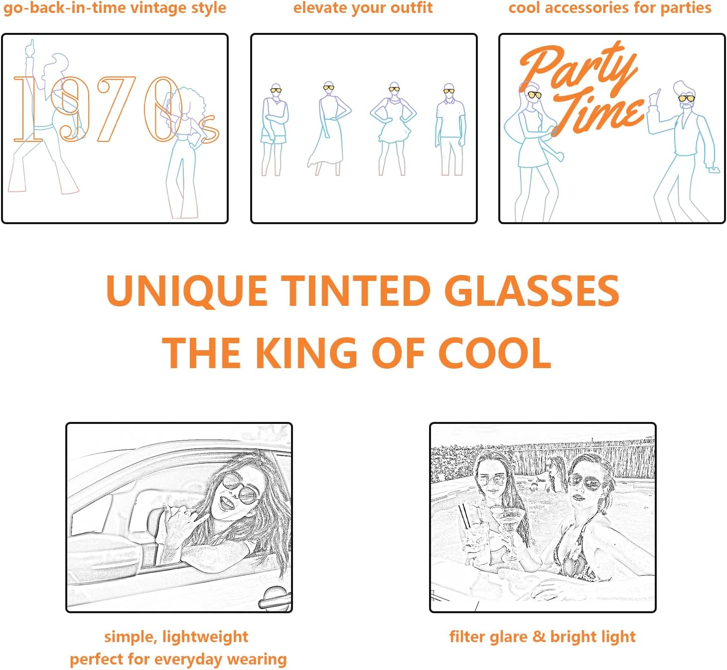 Freckles Mark Vintage Retro 70s Sunglasses for Women Men Classic Large Square Aviator Trendy Glasses - Image 5