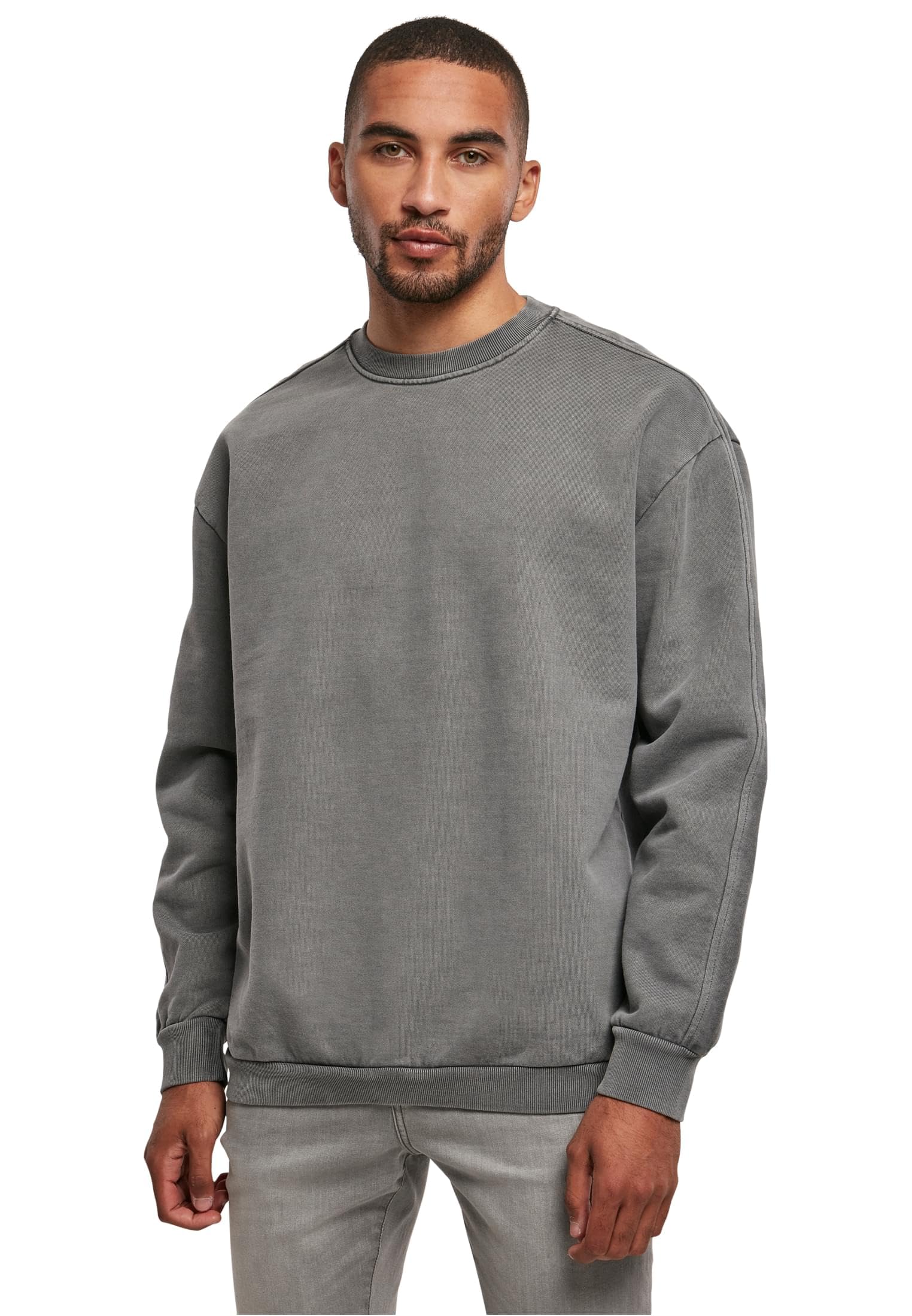 Urban Classics Men's Heavy Terry Garment Dye Crew Sweatshirt, Darkshadow, L