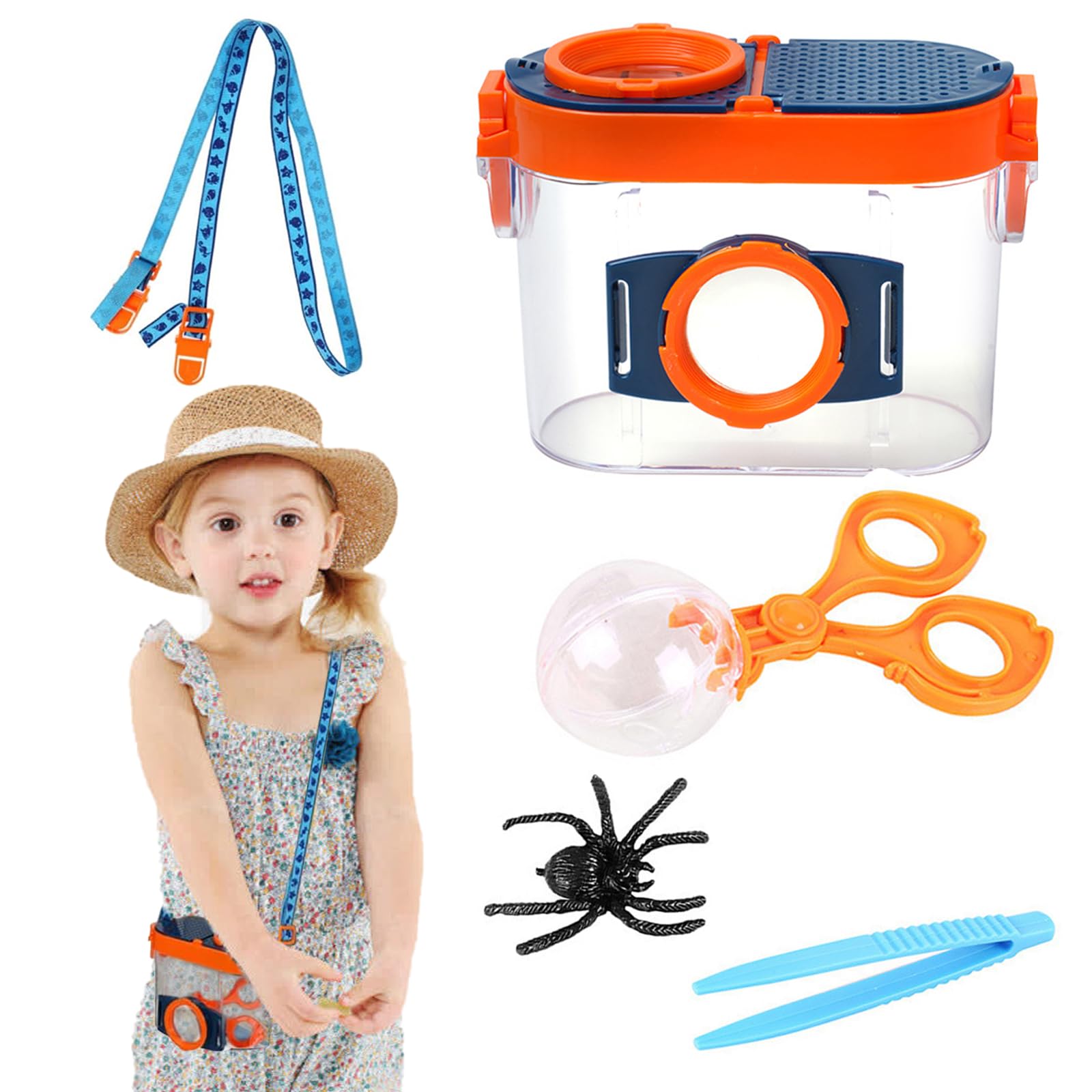 Caja con Lupa para Insectos,Kit Explorador Niños Caja de Colección de Insectos con Pinzas Clips para Insectos para Aprender Al Aire Libre Herramienta de Exploración.