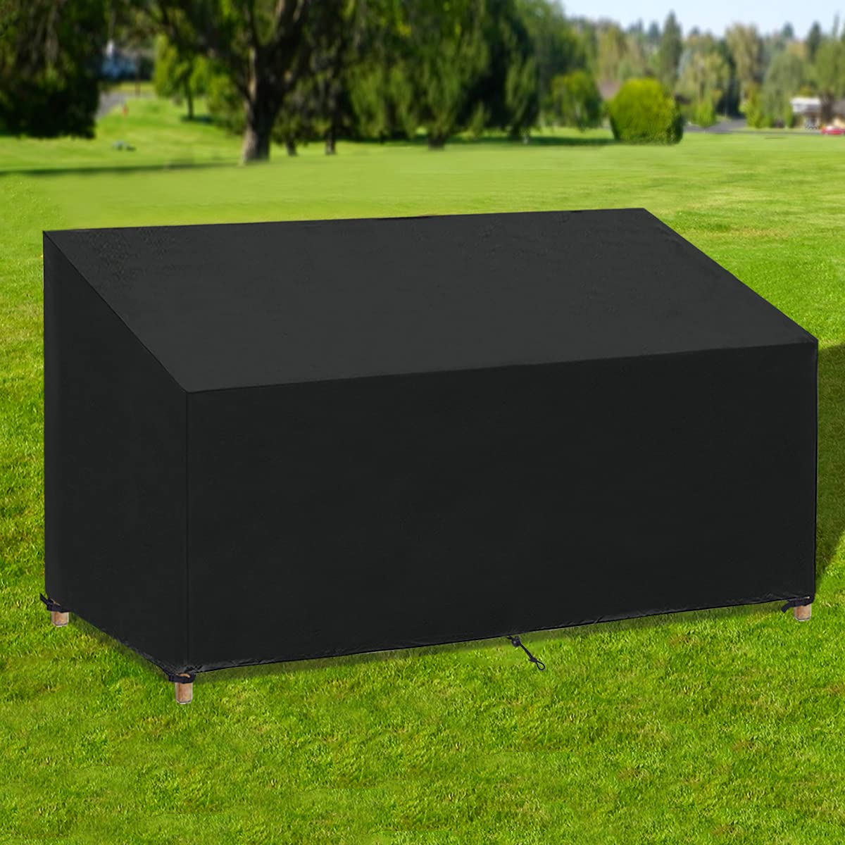 Copertura per Panca da Giardino 2 Posti, Telo Copri Panca da Esterno Copertura Panchina Impermeabile Protettiva Coperture per Panche, Antivento, Anti UV, 134x66x63/89cm