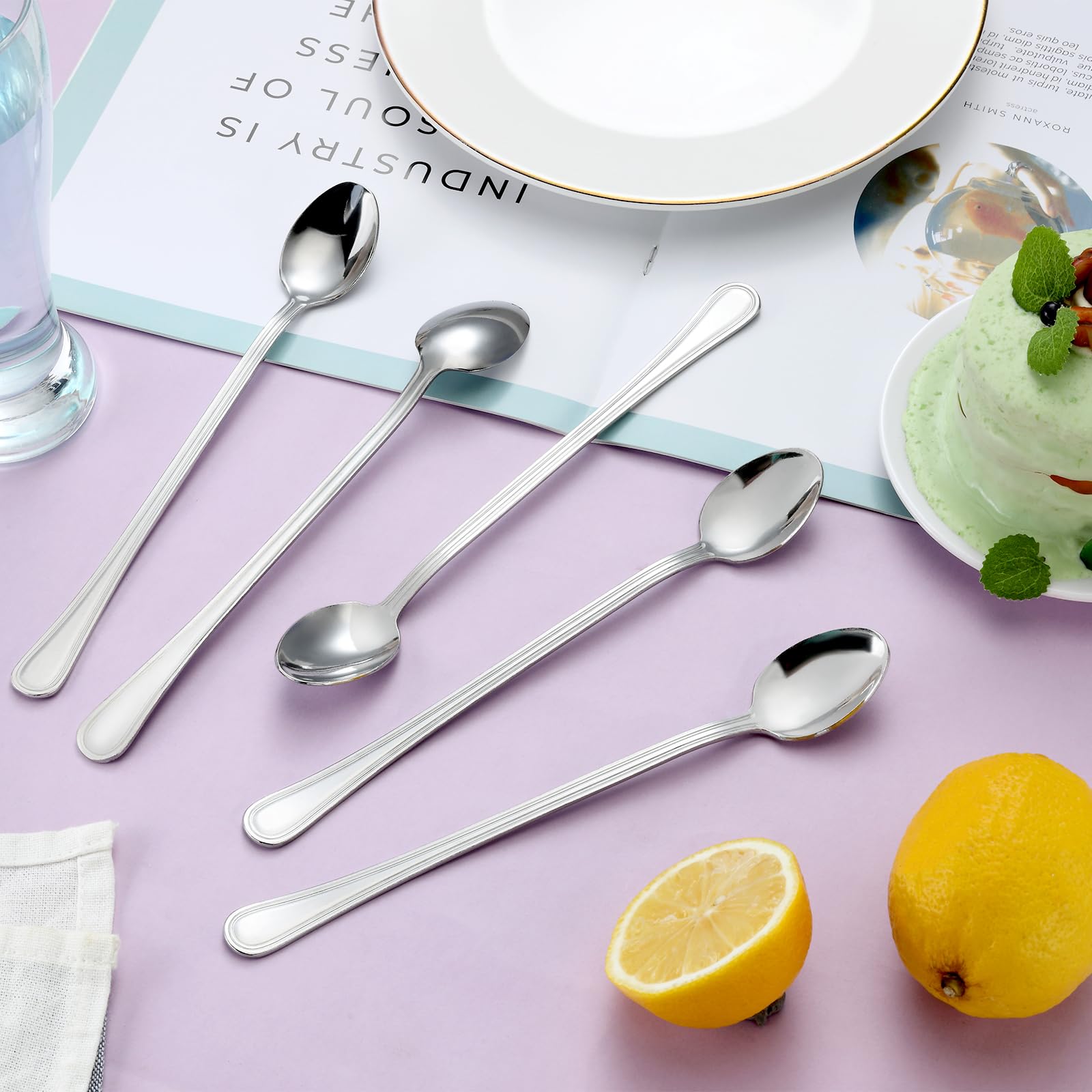 12 Stück Latte Macchiato Löffel Set, Gifcomda 23cm Langer Griff Eislöffel Set, Rührlöffel aus Edelstahl mit langem Stiel, Dessertlöffel für Zuhause Restaurant Partei, Ideal für Getränke