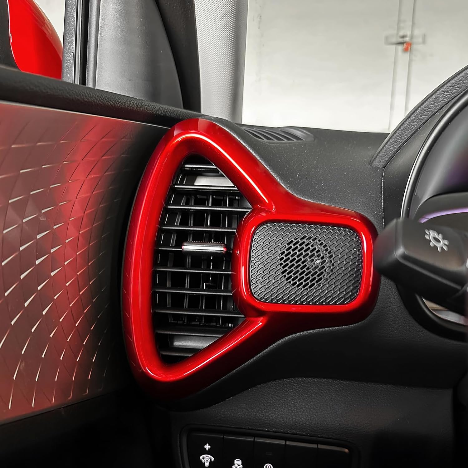 Both Side Air Vent Outlet Cover,Dashboard Font Left Right Side AC Air Vent Outlet Frame Cover Compatible with Kia Soul 2020-2025 Accessories (Glossy Red Style)