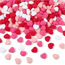 SEPGLITTER 300 Pcs Valentines Day Heart Pom Poms, Pink Red Pompoms Mini Heart Shape Fluffy Balls for Valentine DIY Garland Crafts Wedding Party Decorations