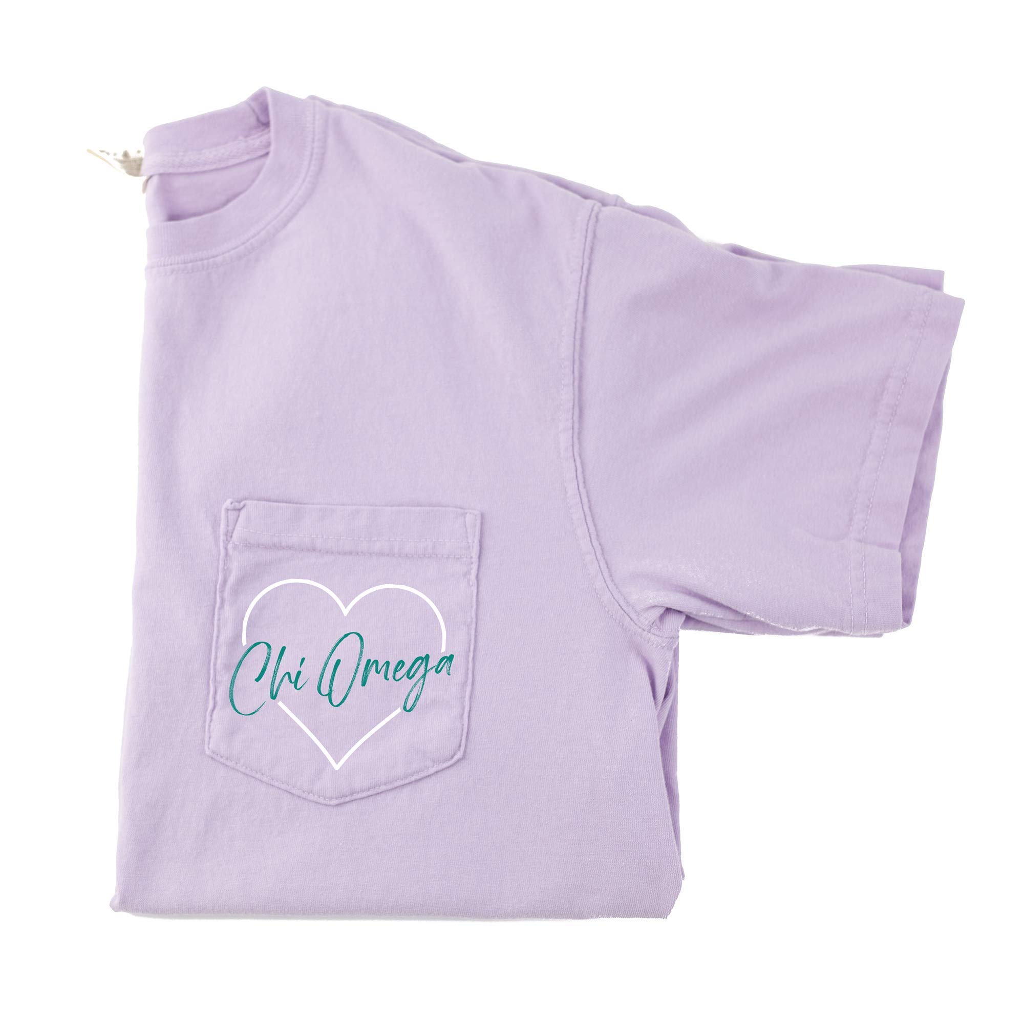Go Greek ChicChi Omega Heart Pocket T-Shirt - Orchid