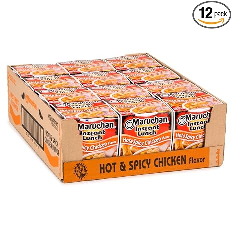 Maruchan Instant Lunch Hot & Spicy Chicken Flavor, 2.25 Oz, Pack of 12