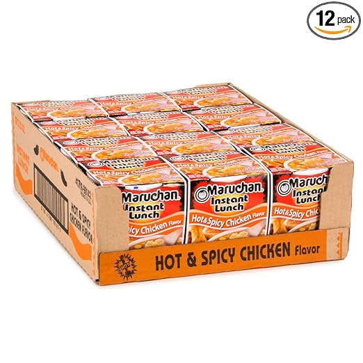 Maruchan Instant Lunch Hot & Spicy Chicken Flavor, 2.25 Oz, Pack of 12
