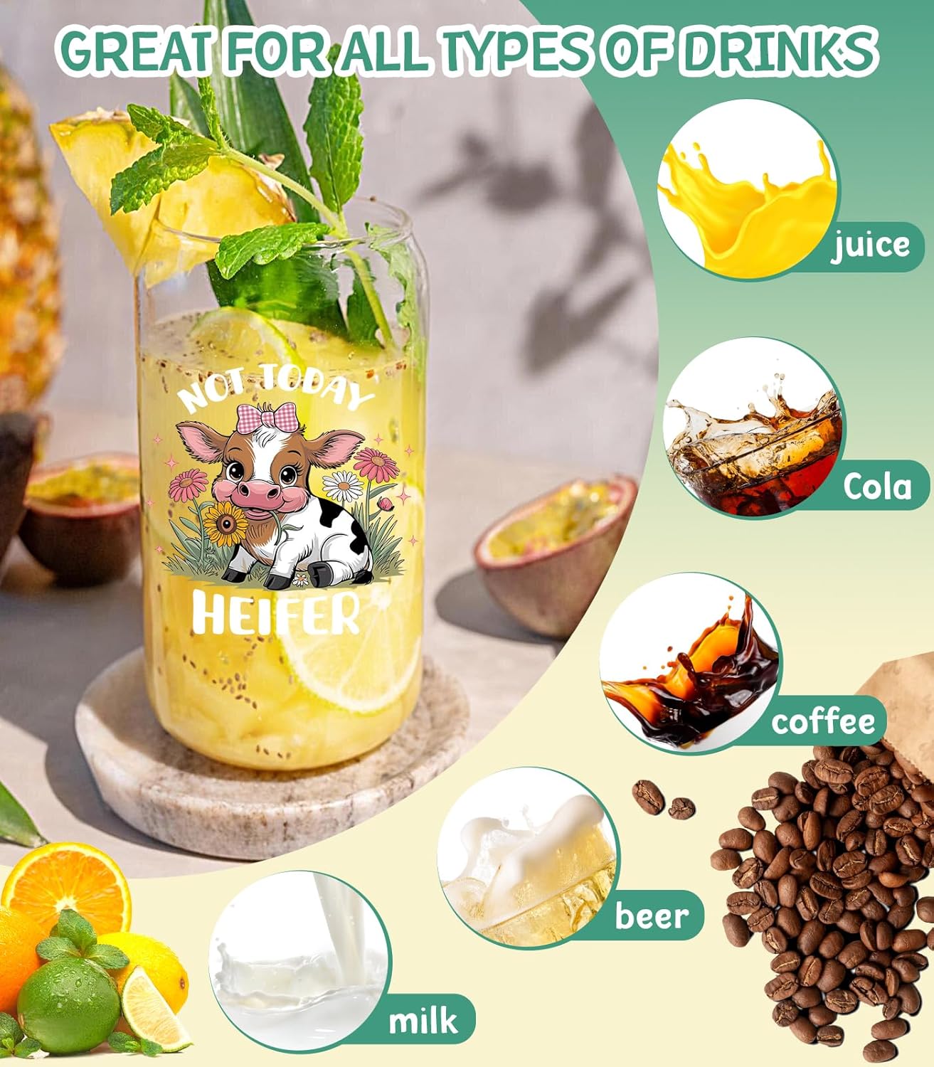 Highland Cow Gifts for Women,Highland Cow Print Drink Coffee Cup 16oz,Funny Birthday Mothers Day Christmas Valentine's Day Gifts for Cow Lovers New Mom Mother(Not Today Heifer) - Image 4