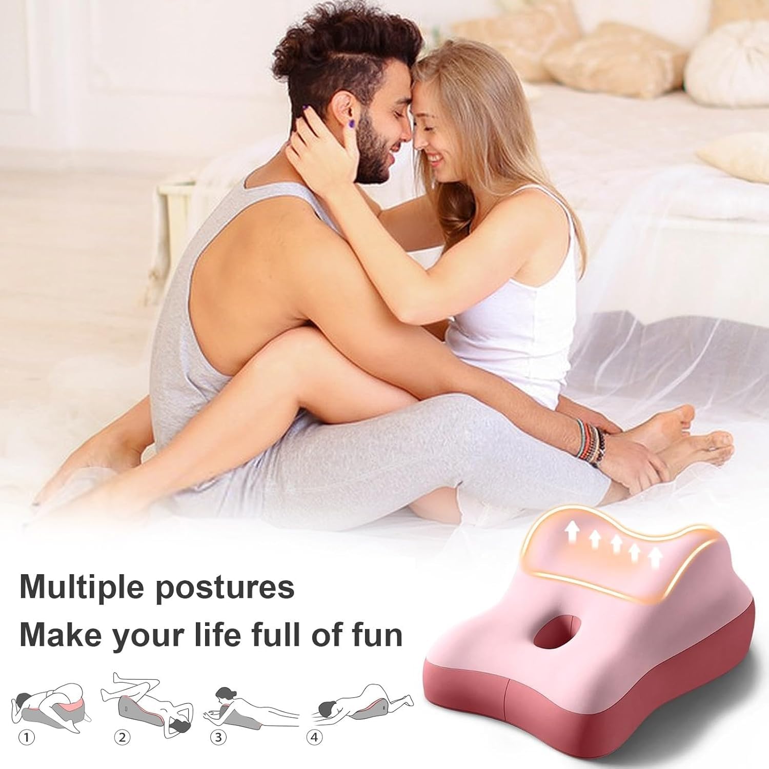 Couples Butt Cushion for Pregnant Women - Sturdy Design, Pillow for Couple Intimacy with Zipper, Wedge Breathable High Elasticity Pillow Memory Foam, for Sitting, Lying, Providing Intimate Support (F)