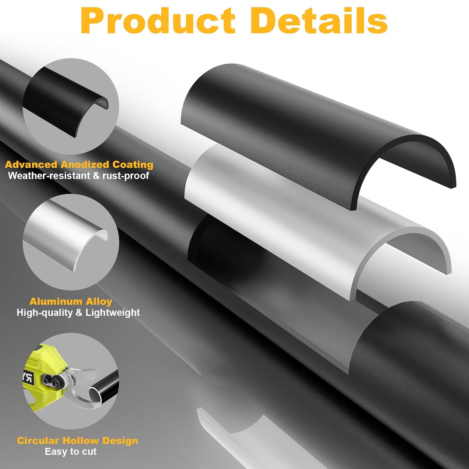 50 Pack 32" Aluminum Deck Balusters, 3/4" Diameter Black Metal Deck Spindles with Connectors and Screws, Hollow Round Aluminum Deck Balusters for Deck Railing, Staircase, Porch, Patio, etc