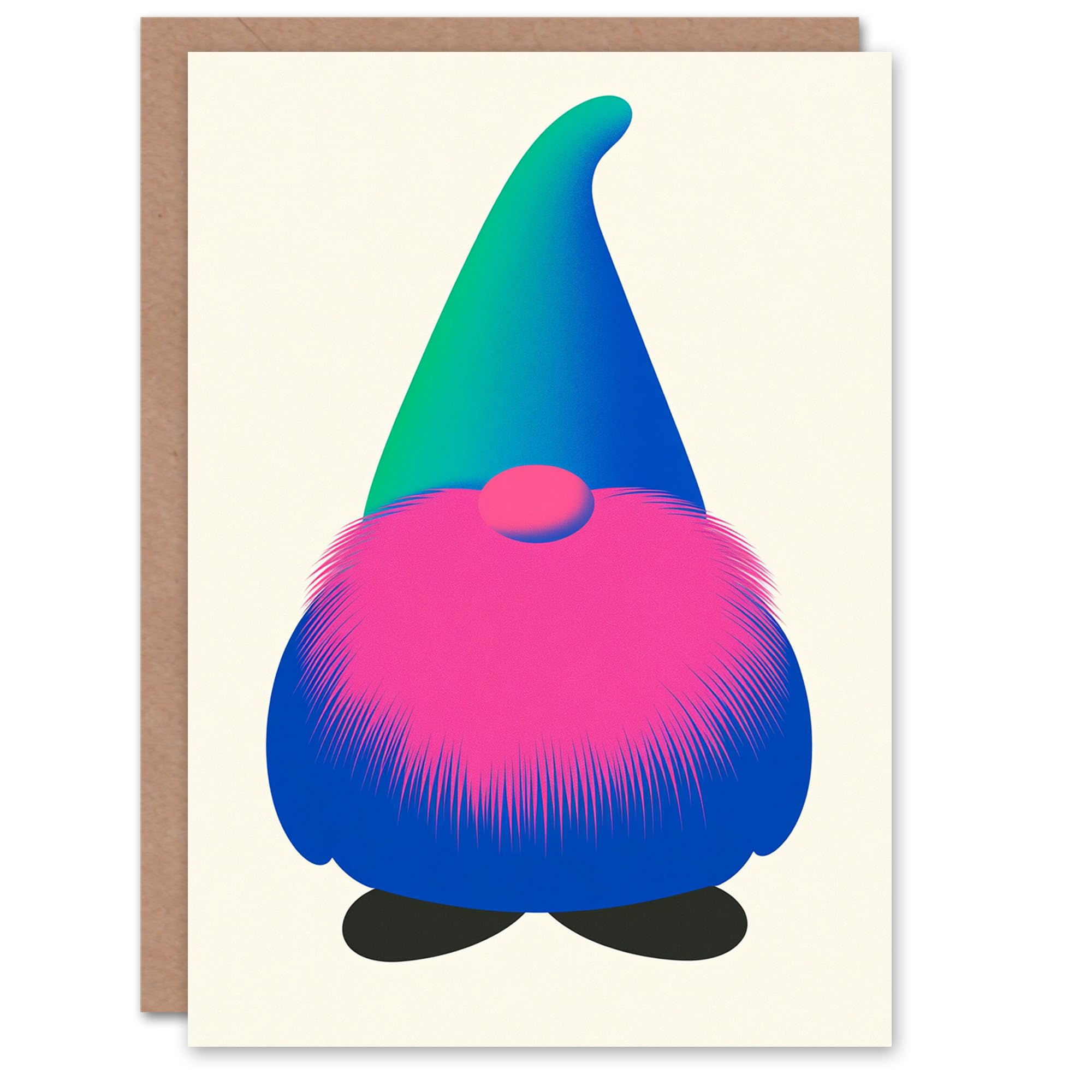 Wee Blue Coo Vibrant Santa Gonk Gnome Pink Blue Green Fun Xmas Art Blank For All Christmas Card