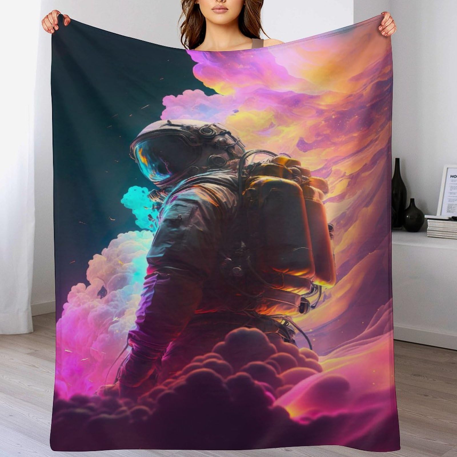 Couverture flannel astronaute pour soulager le froid sur sofa