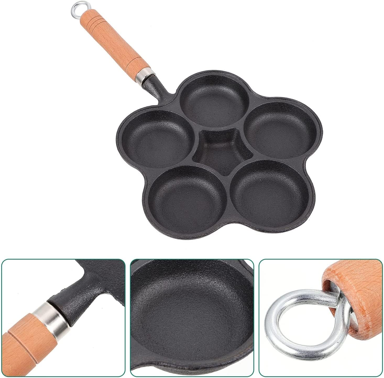 Omelet Pan,Pan Nonstick Egg Frying Pan,Frying Pan For Induction Hob,Egg Frying Pan Five-Hole Mold Fried Egg Pan Non-Stick Omelette Pancake Pot
