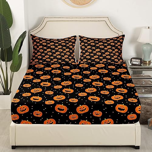 Vista 151 de Juego de sábanas bajeras con bonito diseño de gato negro para niños y niñas, diseño de dibujos animados de Halloween, gato, animales, sábanas