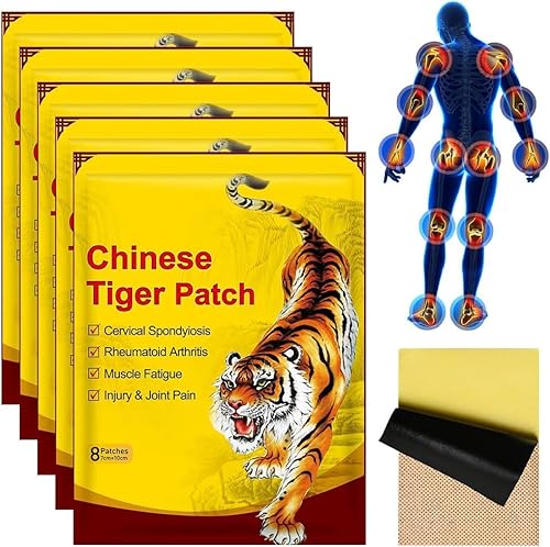 CLIUNT Tiger Patches, 40Pcs Knee Pain Relief Patches, Chinese Red Tiger Heat Patches, Back Patches Ultra Strength for Muscle Joint of Shoulder Neck Knee
