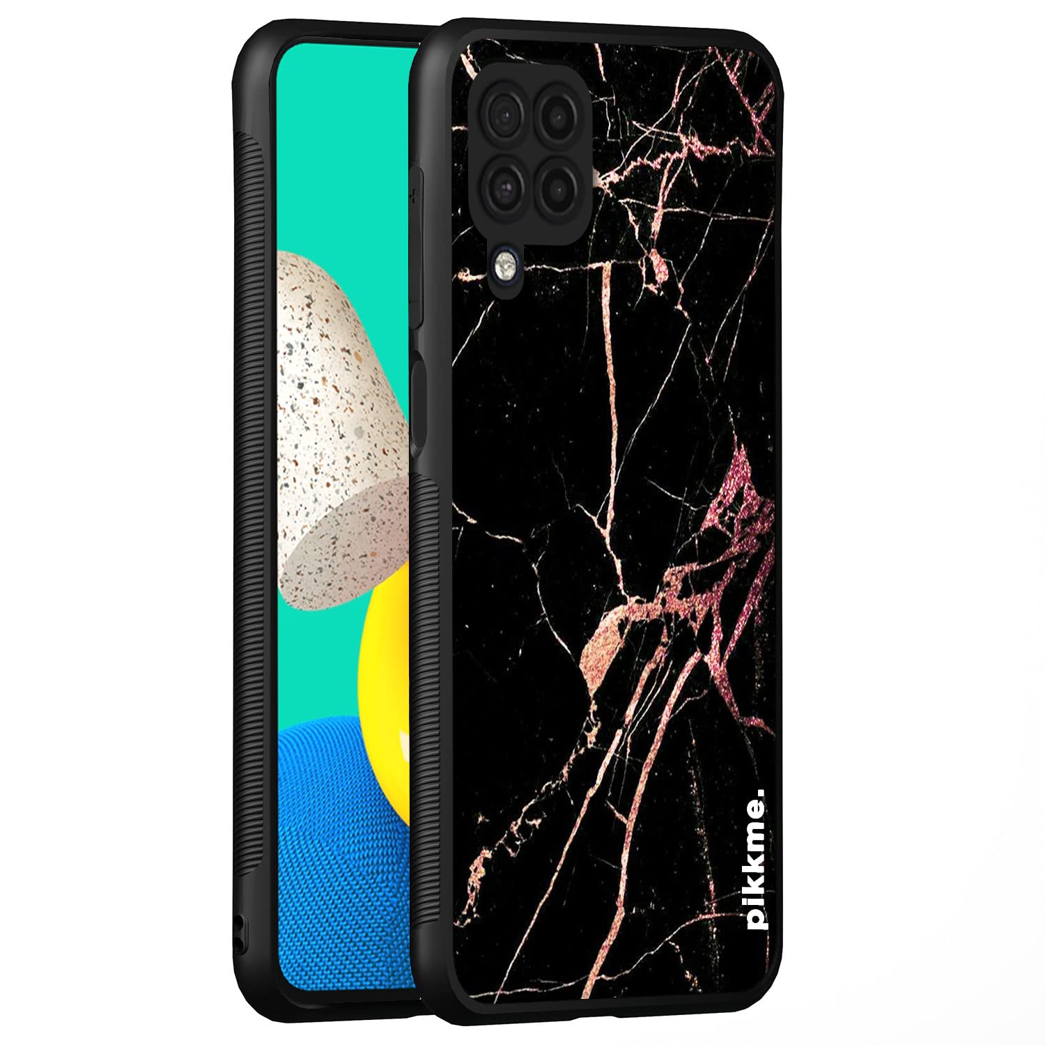 Pikkme Samsung Galaxy M12 / F12 / A12 Back Cover | Ultra Hybrid Printed Black Golden Marble Glass Case | Soft TPU Sides with Anit-Skid Grip Protection (Marble 21) (B0BRT21P4F) Amazon Price History, Amazon Price Tracker