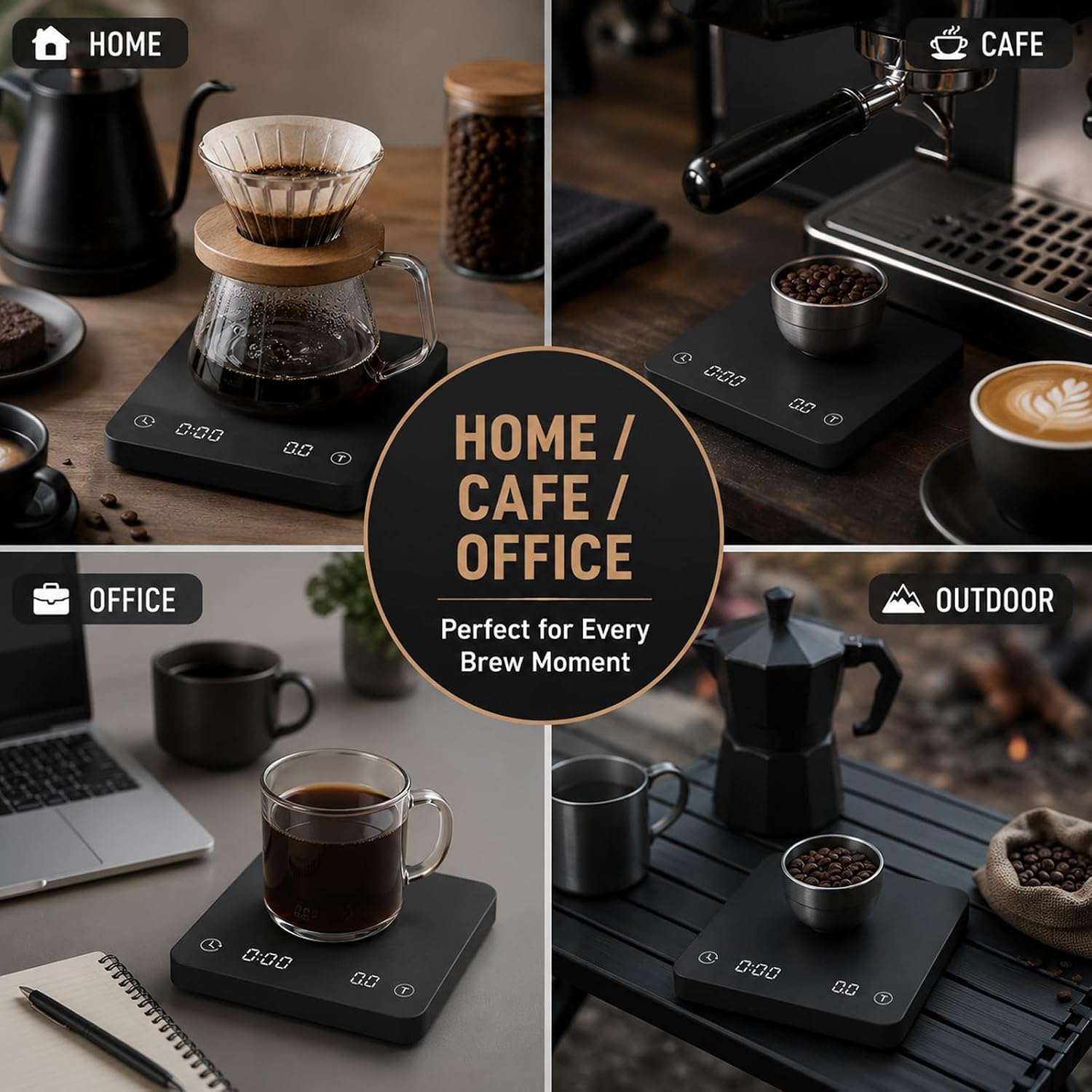 Smart Espresso Coffee Scale with Timer, 0.1g Accuracy, Flow Rate & Ratio | VIEYKEA Espresso Scale, Rechargeable Digital Pour Over Coffee Scale, G/oz/ml Unit, Auto Mode for Kitchen Home Office Travel