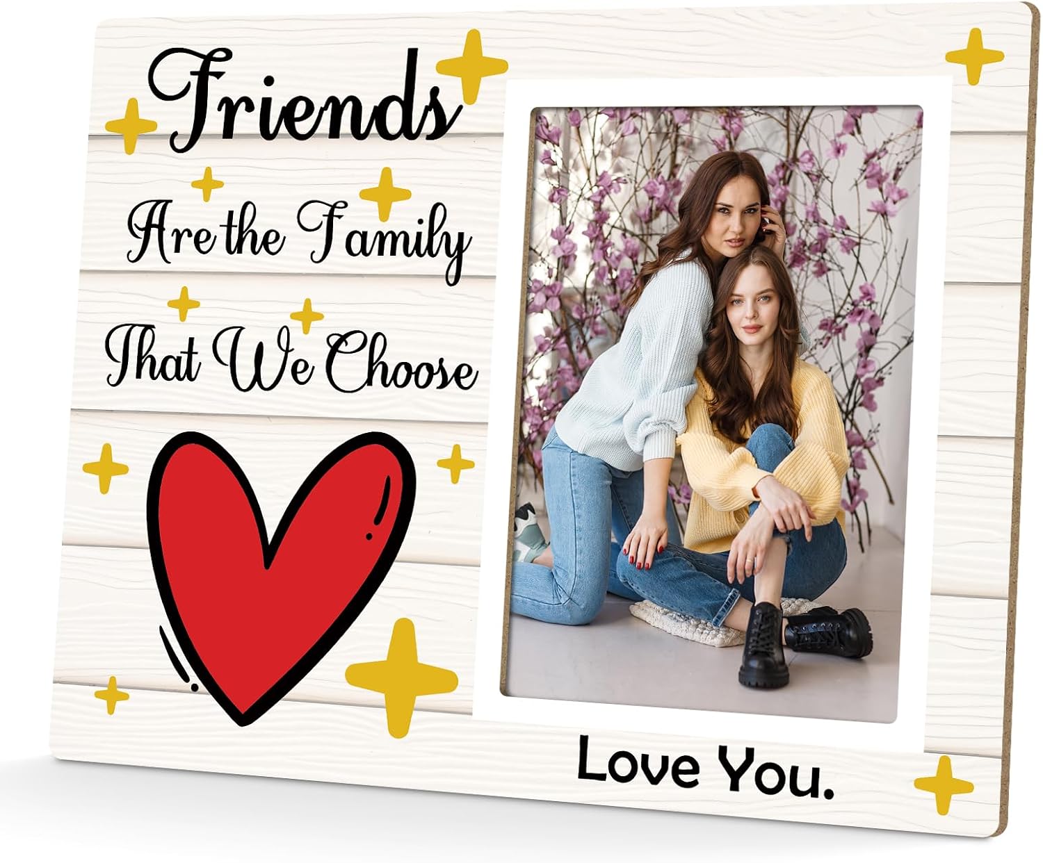 Best Friend Birthday Gifts for Women Friendship Gifts for Women Wooden Photo Frame Long Distance Friendship Present Birthday Christmas Picture Frame Present for Friends Female Coworker Sister Mom Her