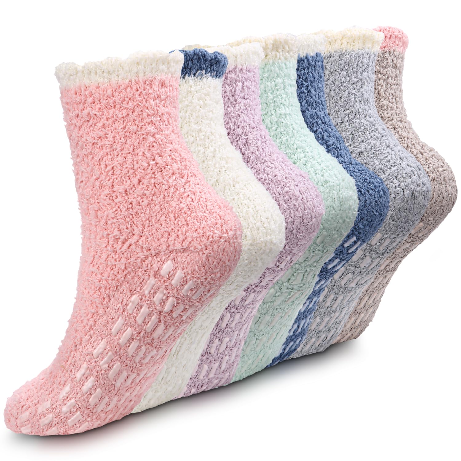 Bixury 7 Pares Calcetines Mullidos Calcetines Cálidos Calcetines Antideslizantes Mujer Calcetines de Invierno Calcetines Cómodos para Dormir Calcetines Termicos de Invierno 7 colores