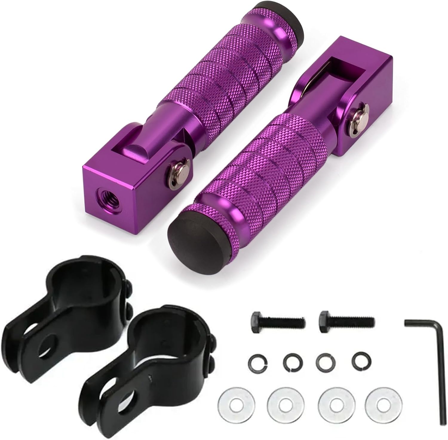 XINGWU M8 Motorcycle Foot Pegs 90 Degree Foldable Footpegs CNC Anti-Skid Footrest Universal for Yamaha Honda Suzuki Aprilia Electric Car Motorbike Mini Bike Dirt Pit Bike Passenger Pedal Purple