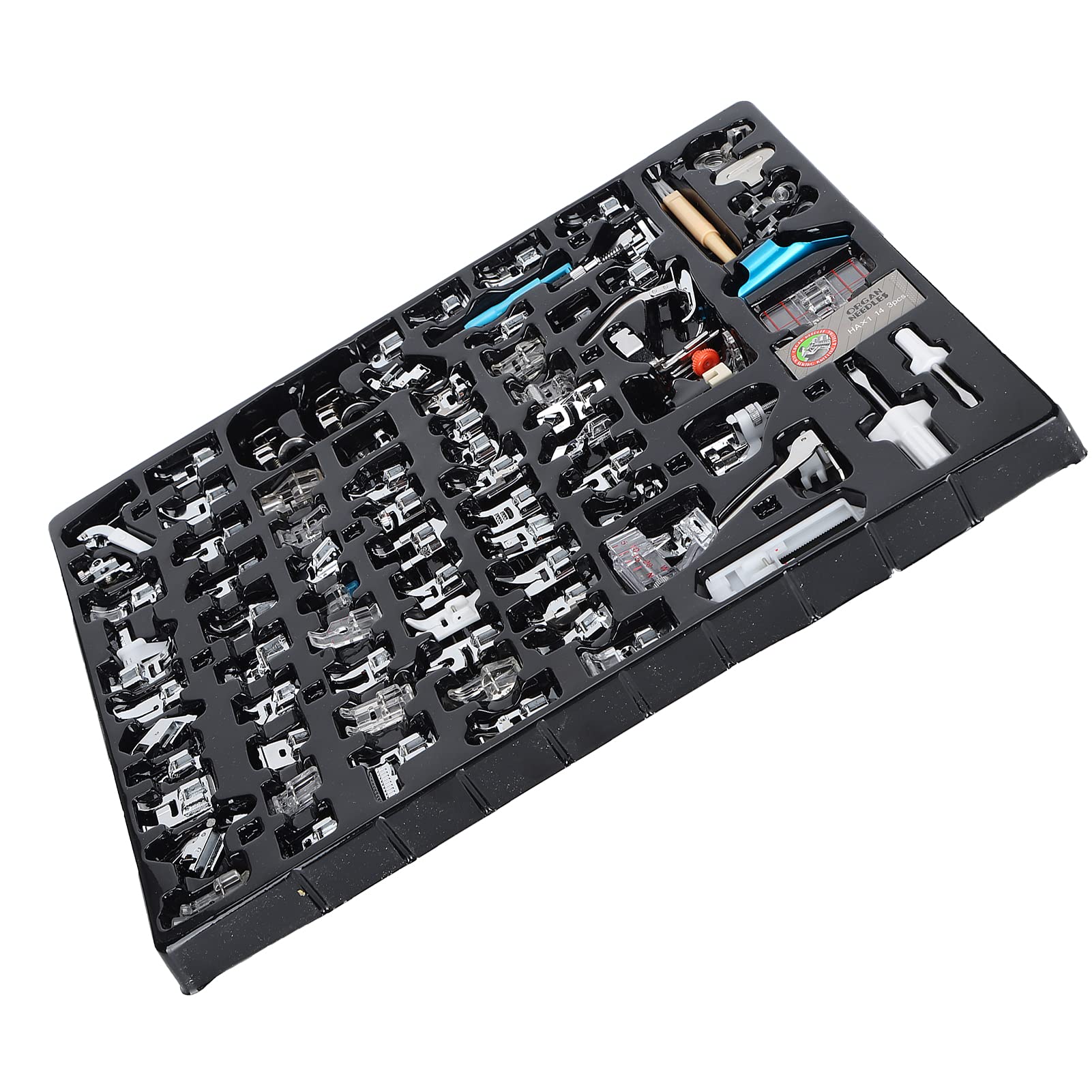Juego de pie prensador duradero de 82 piezas para máquinas de coser domésticas, efectivo para manualidades de costura doméstica, kit de acero inoxidable para el hogar