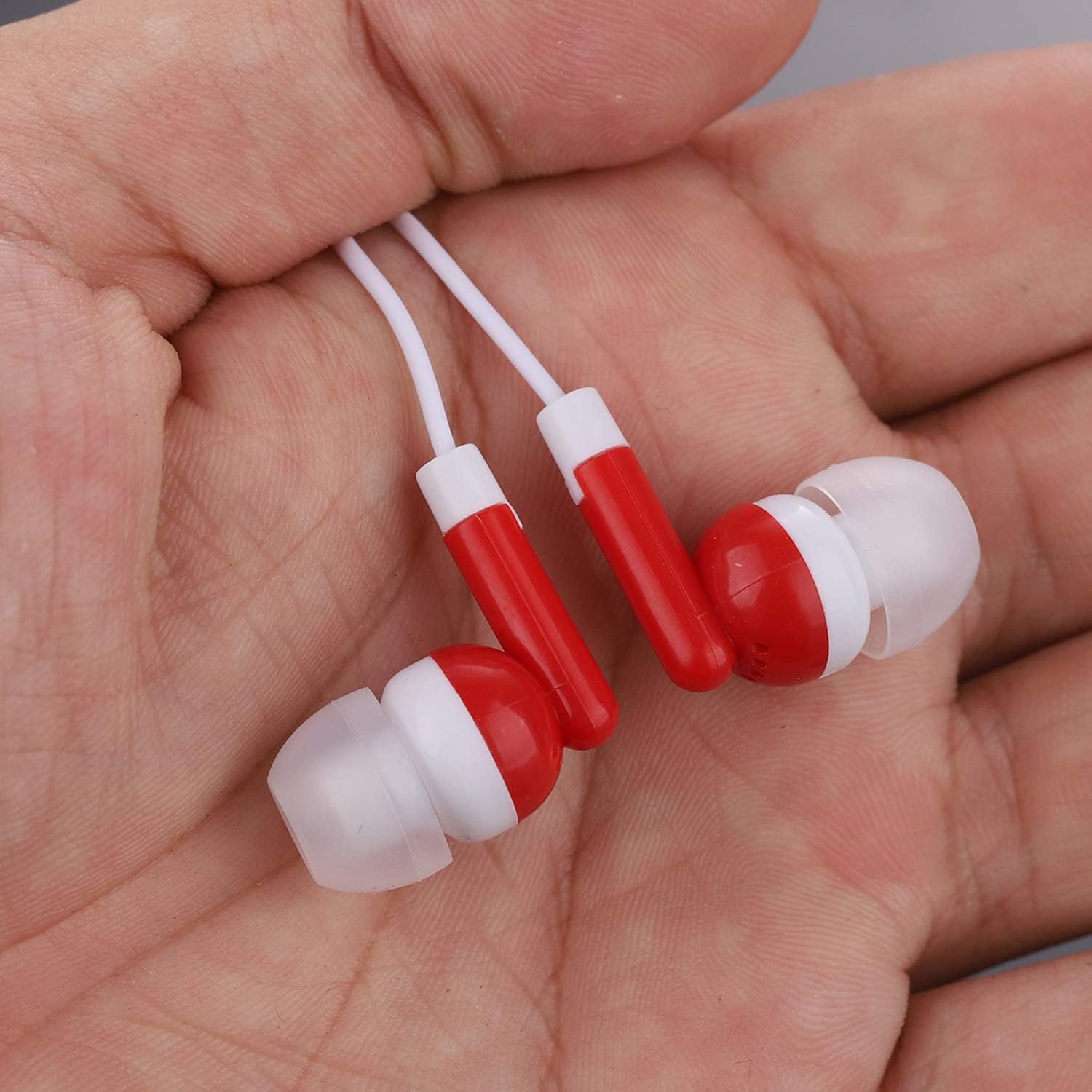 CN-Outlet Wholesale Bulk Eearbuds Headphones 100 Pack for Kids,Classroom,Labs,Students and Adults (Red)