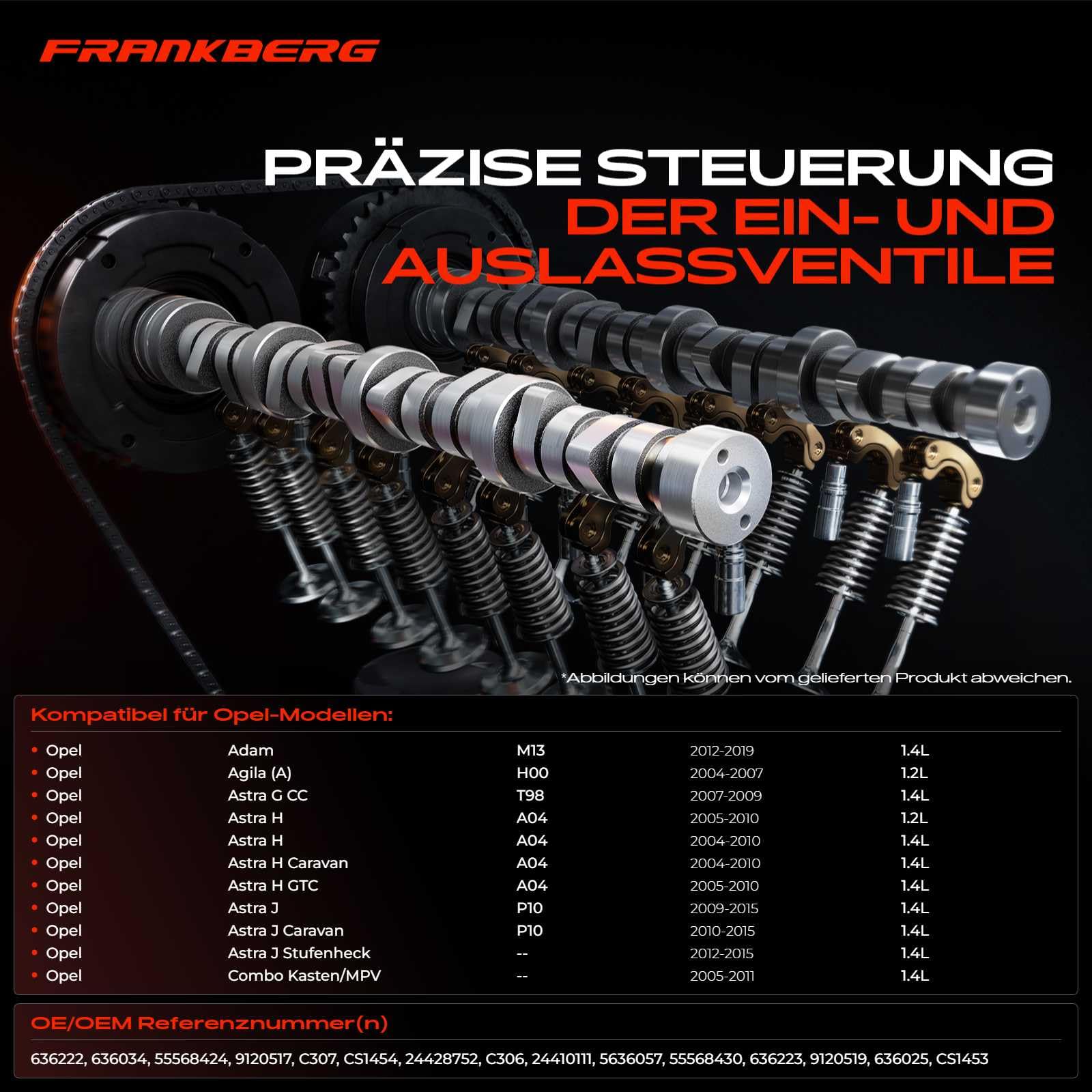Frankberg 2x Nockenwelle Kompatibel mit Astra H Caravan L35 1.4L 2004-2010 Astra Klasseic Caravan A04 1.4L 2009-Heute Corsa B 73 78 79 1.2L 1998-2000 Wagon R Schrägheck 1.2L 2004-2005