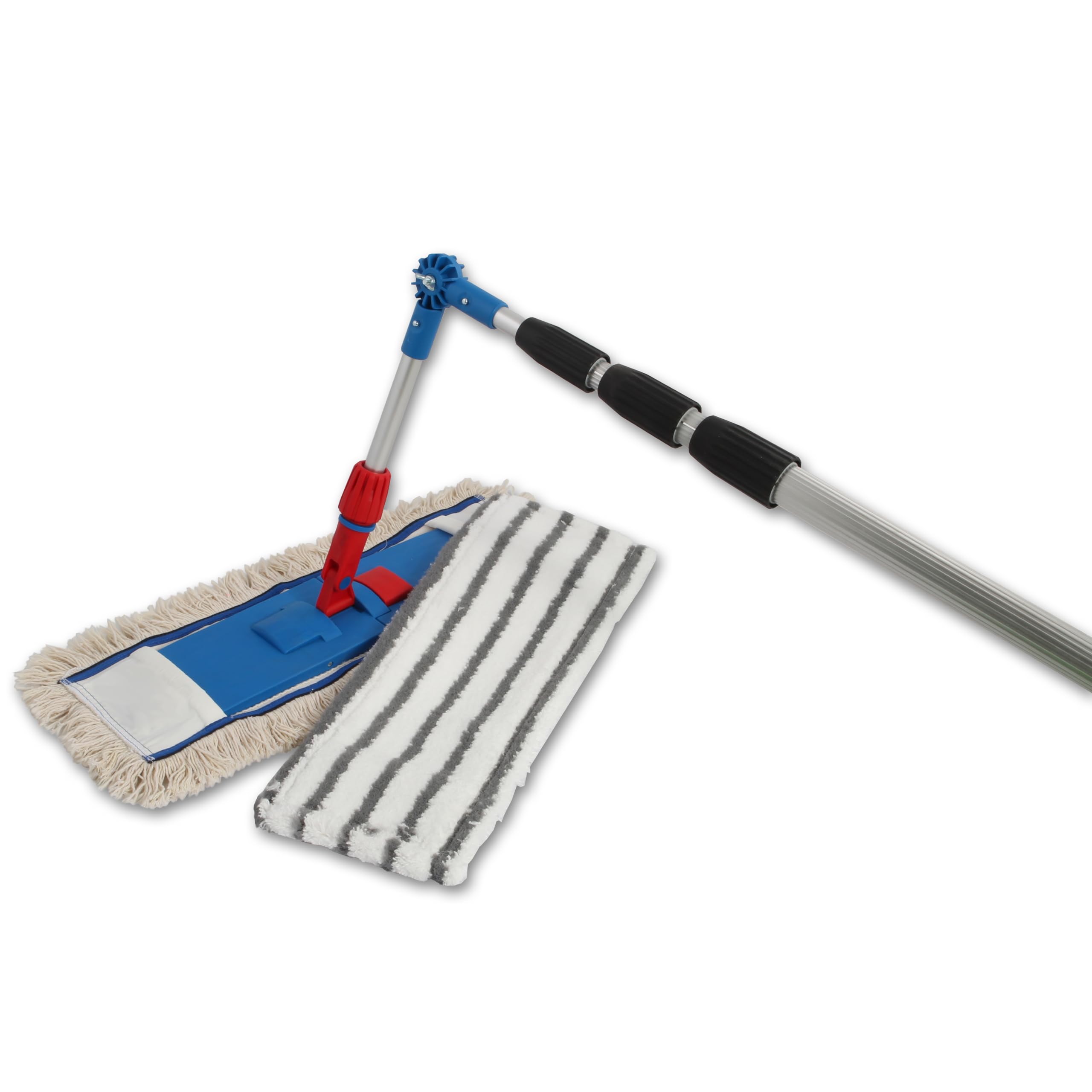 Set de Limpieza de Techos y Camiones, Barra de Aluminio de 6m | Fregona telescópica con soporte plegable de 50 cm y mopa de cerdas para limpiar superficies lisas, rugosas o desiguales