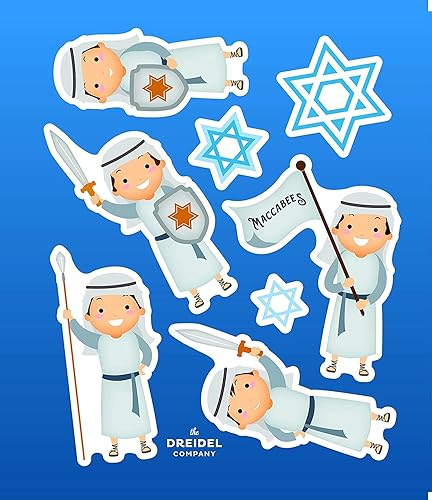 Miniatura 6 de The Dreidel Company Calcomanías grandes de Hanukkah para ventana, decoraciones temáticas de Janucá (96 calcomanías de Hanukkah)