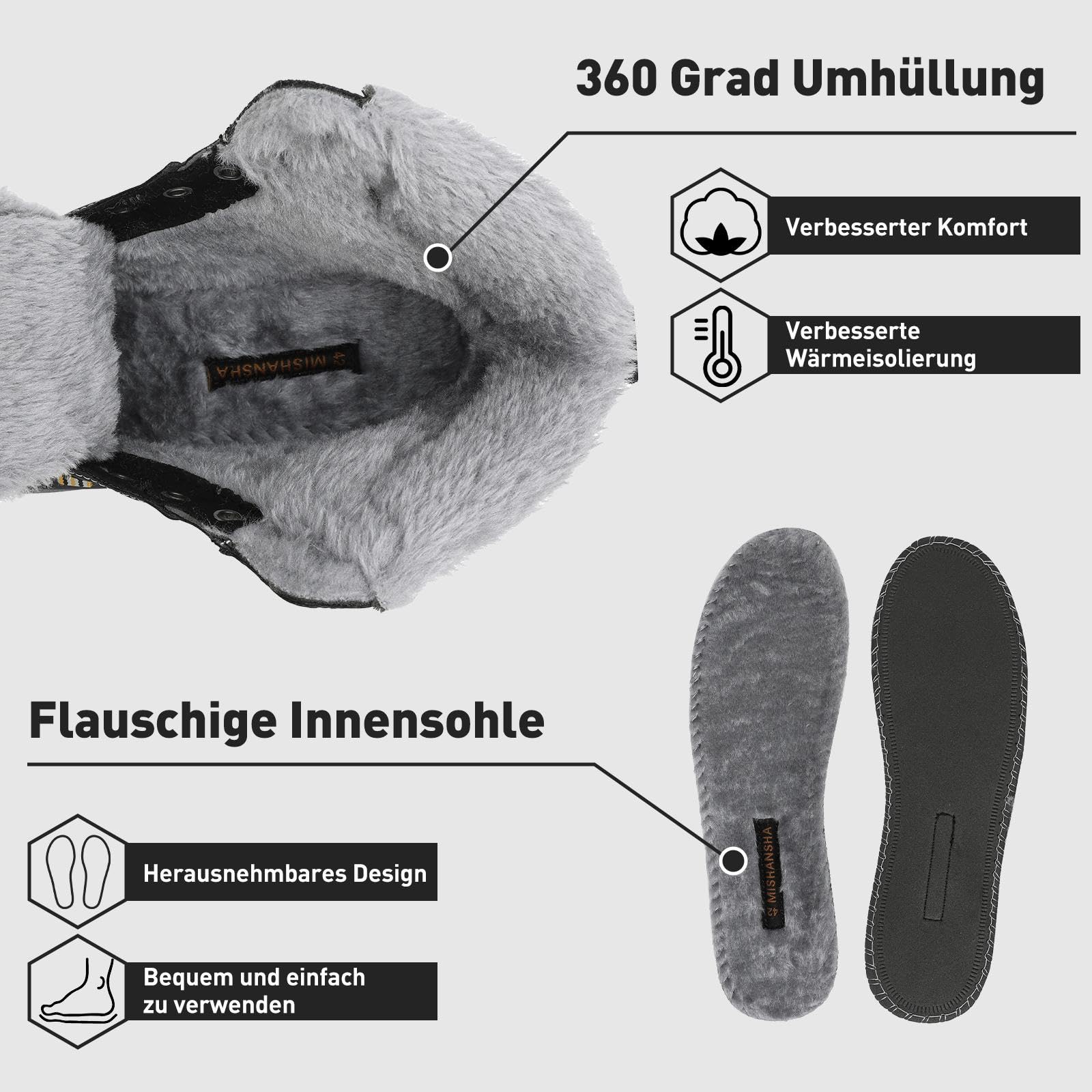 Mishansha Winterschuhe Gefüttert rutschfest Schneestiefel 36-48 EU | Stiefel Herren Outdoor Warm Arbeitsstiefel Damen Wanderung Bequem Alltag Klassische Boots Geschenk Halbstiefel Spaziergang
